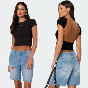 Edikted Bambi Open-Back T-Shirt Black Size XS